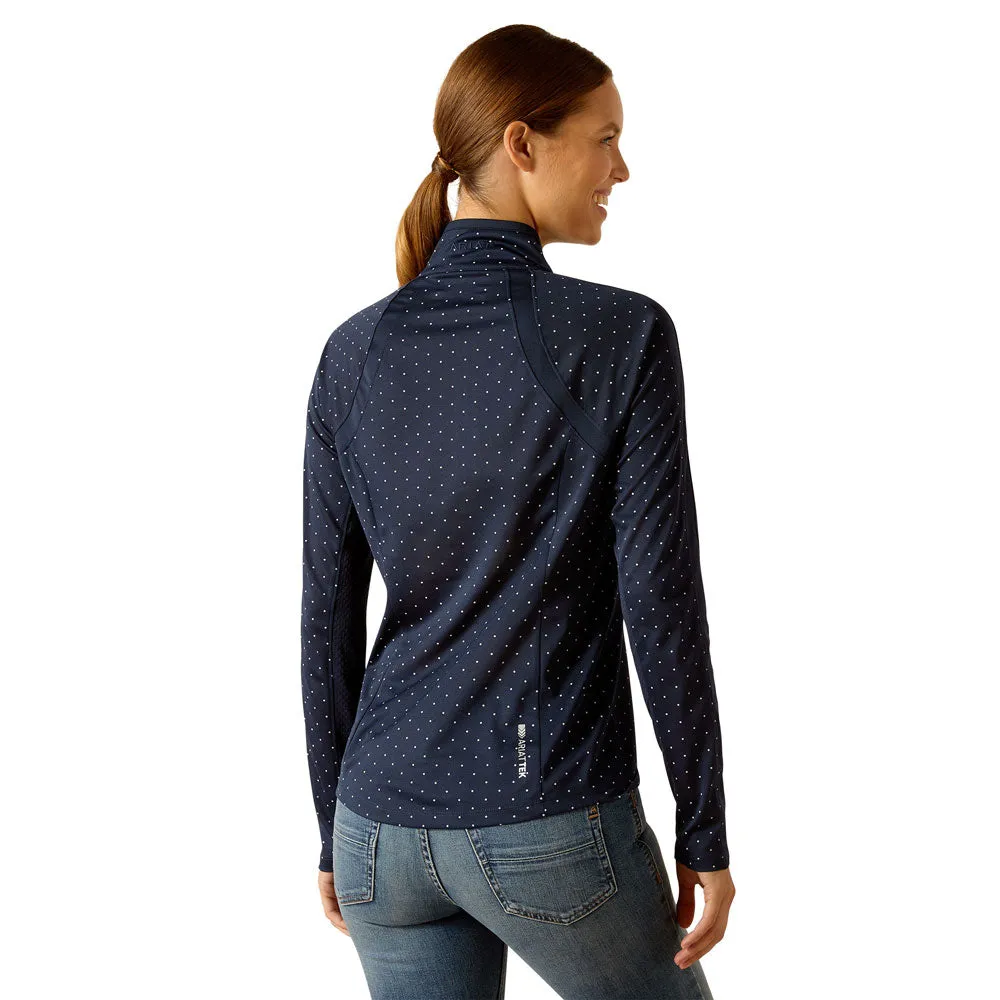 10049044 Ariat Women's Sunstopper 3.0 1/4 Zip Base Layer Top - Navy Dot