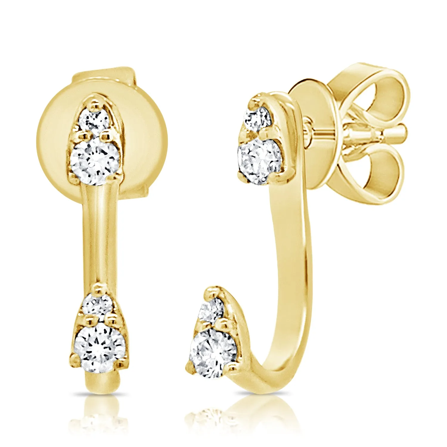 14k Gold & Diamond Ear Jacket Earrings - 0.21ct