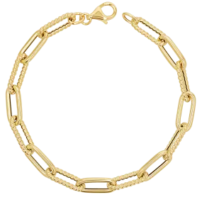 14K Oval Link Twist Chain Bracelet