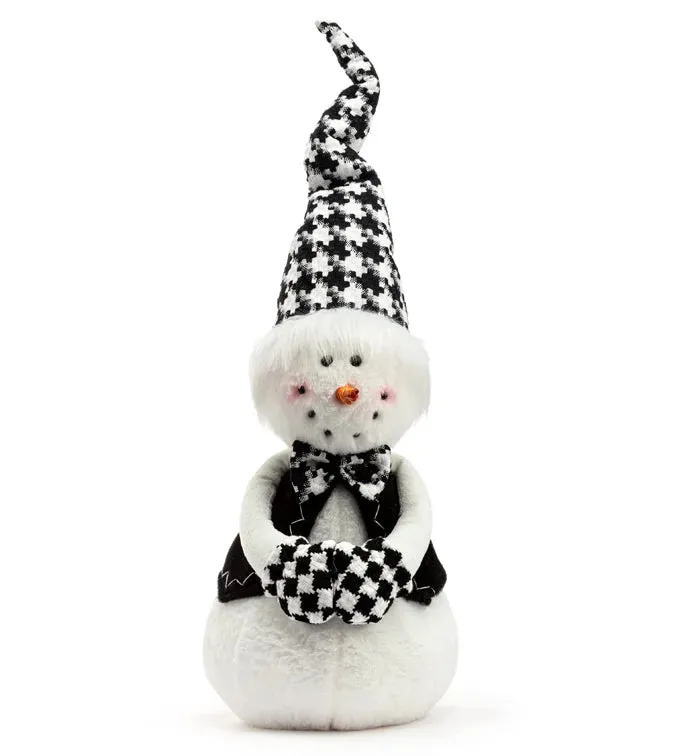 15" Checkered Hat Snowman Figurine