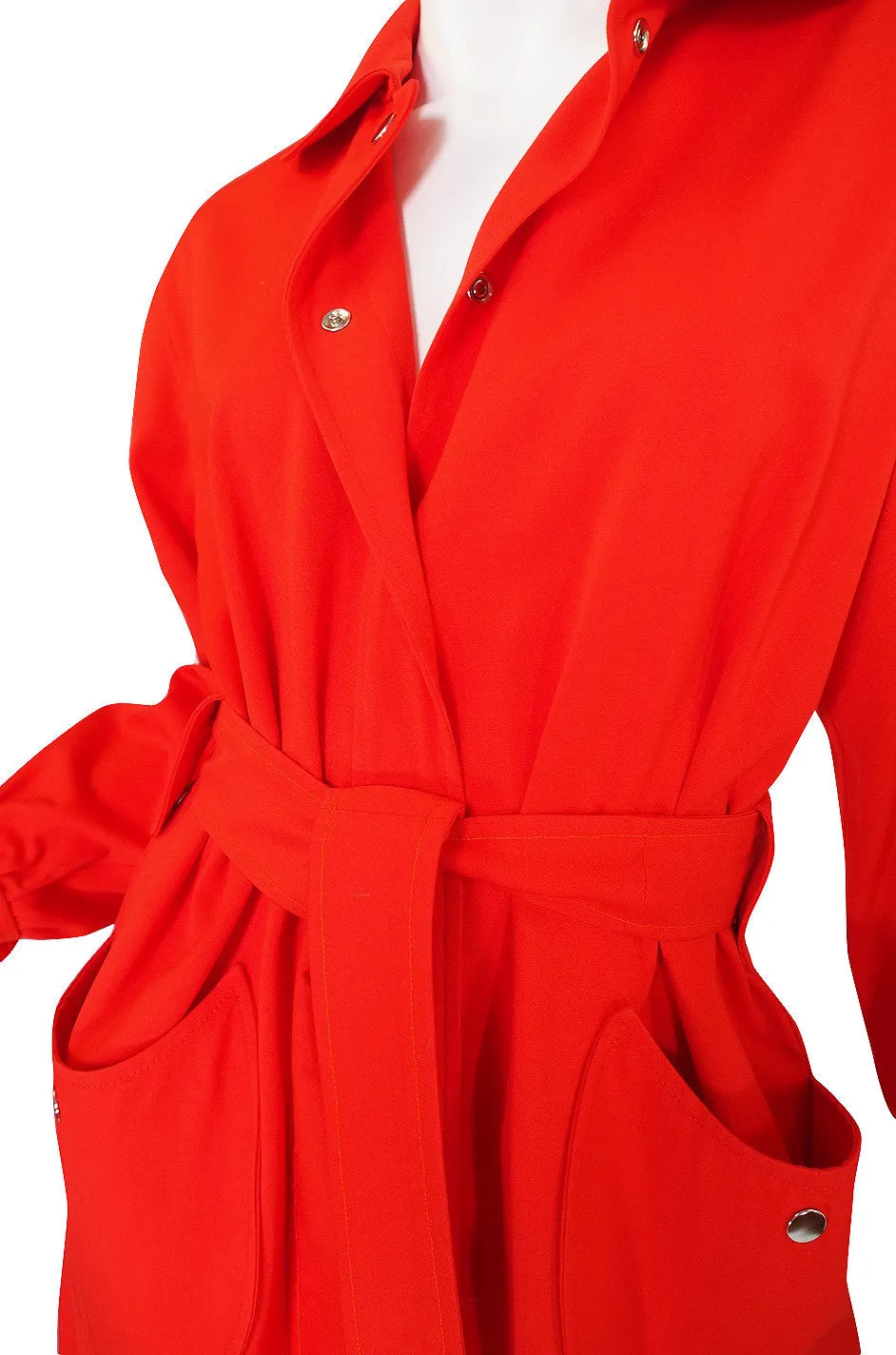 1960s Red Andre Courreges Trench Coat