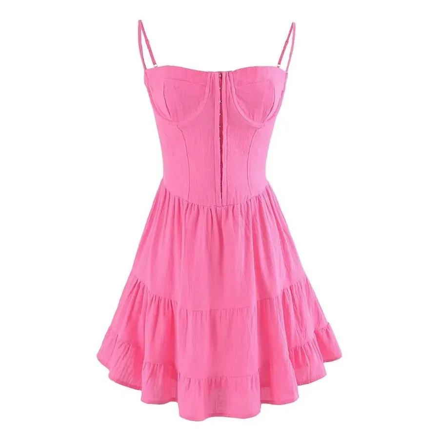 2024 New Women's High Waist A-line Strapless Mini Dress for Summer Holiday