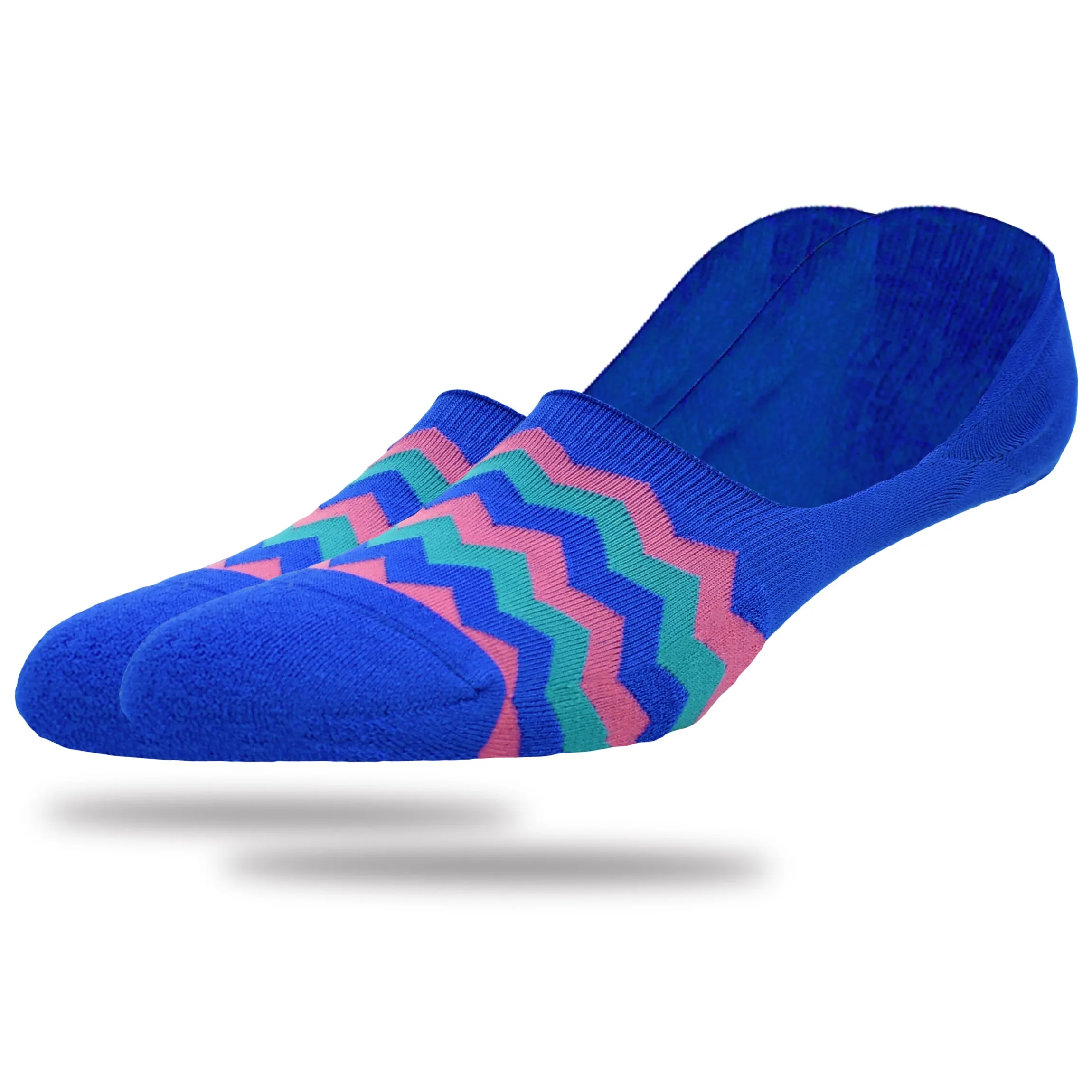 270° Non-Slip No Show - ZigZag (Blue)