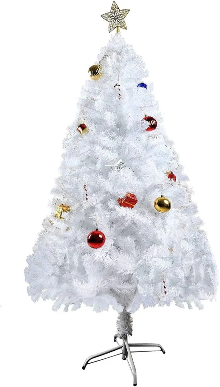 5Ft Premium Spruce Artificial Christmas Tree w/Metal Stand; White