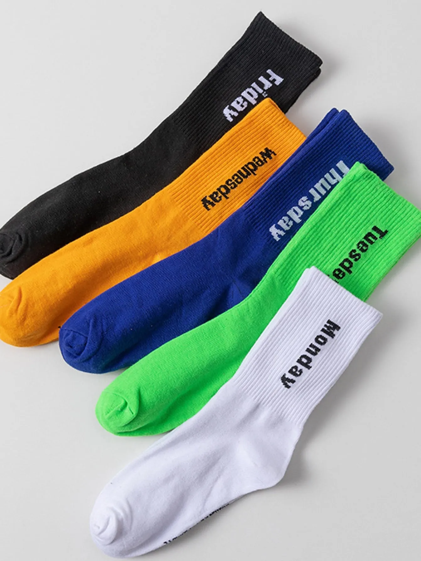 5pairs Men Letter Graphic Crew Socks