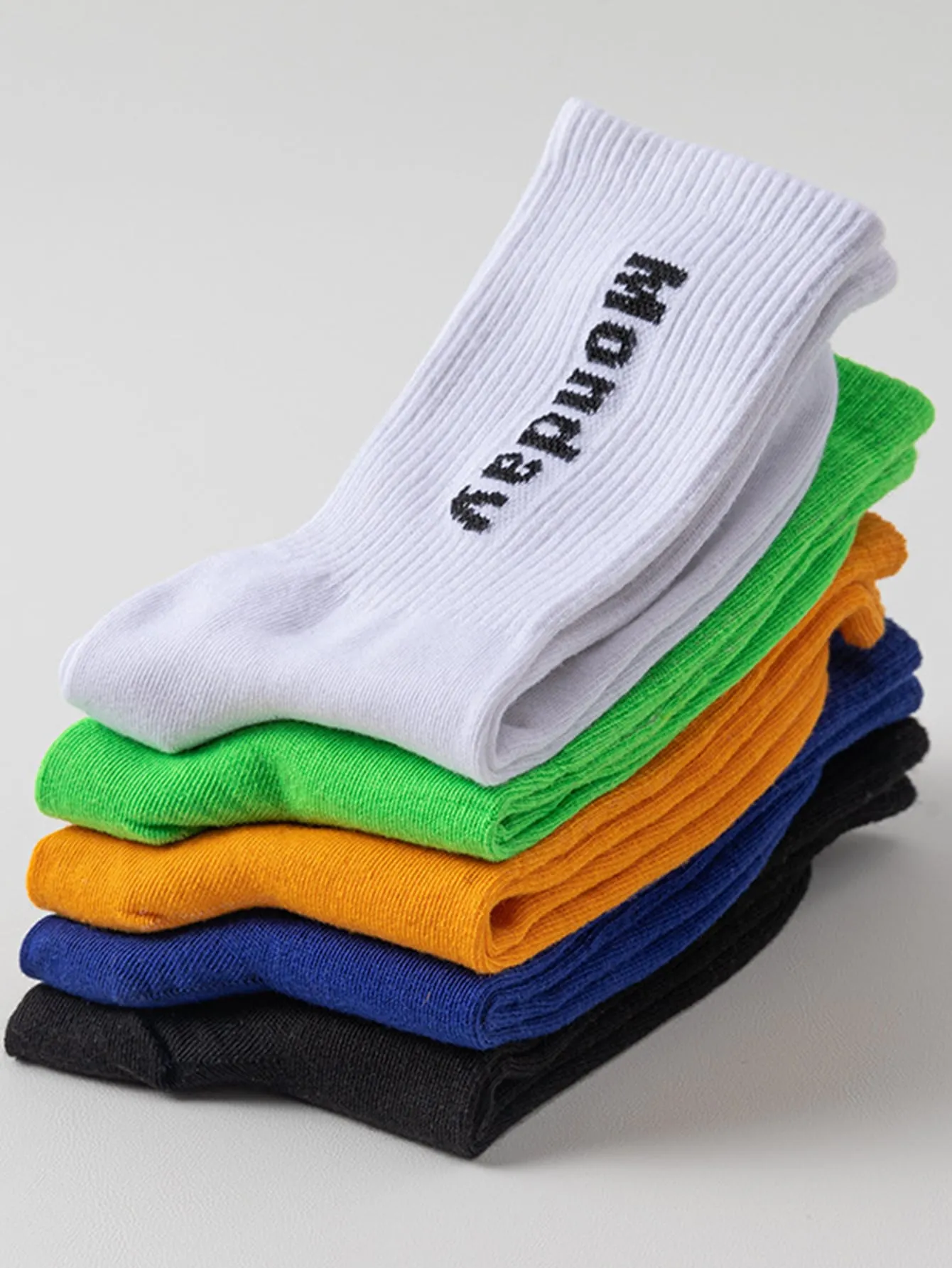 5pairs Men Letter Graphic Crew Socks