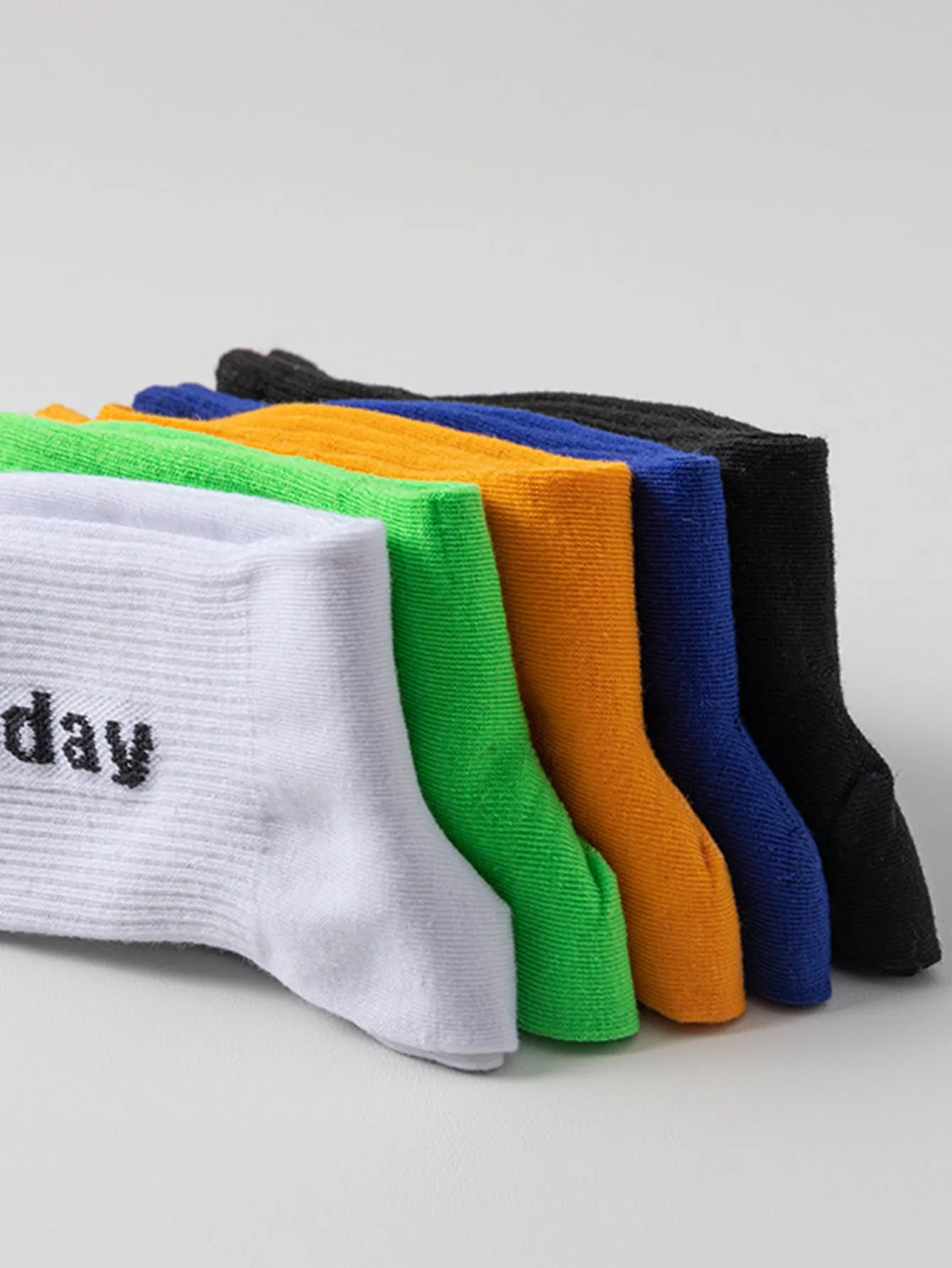 5pairs Men Letter Graphic Crew Socks