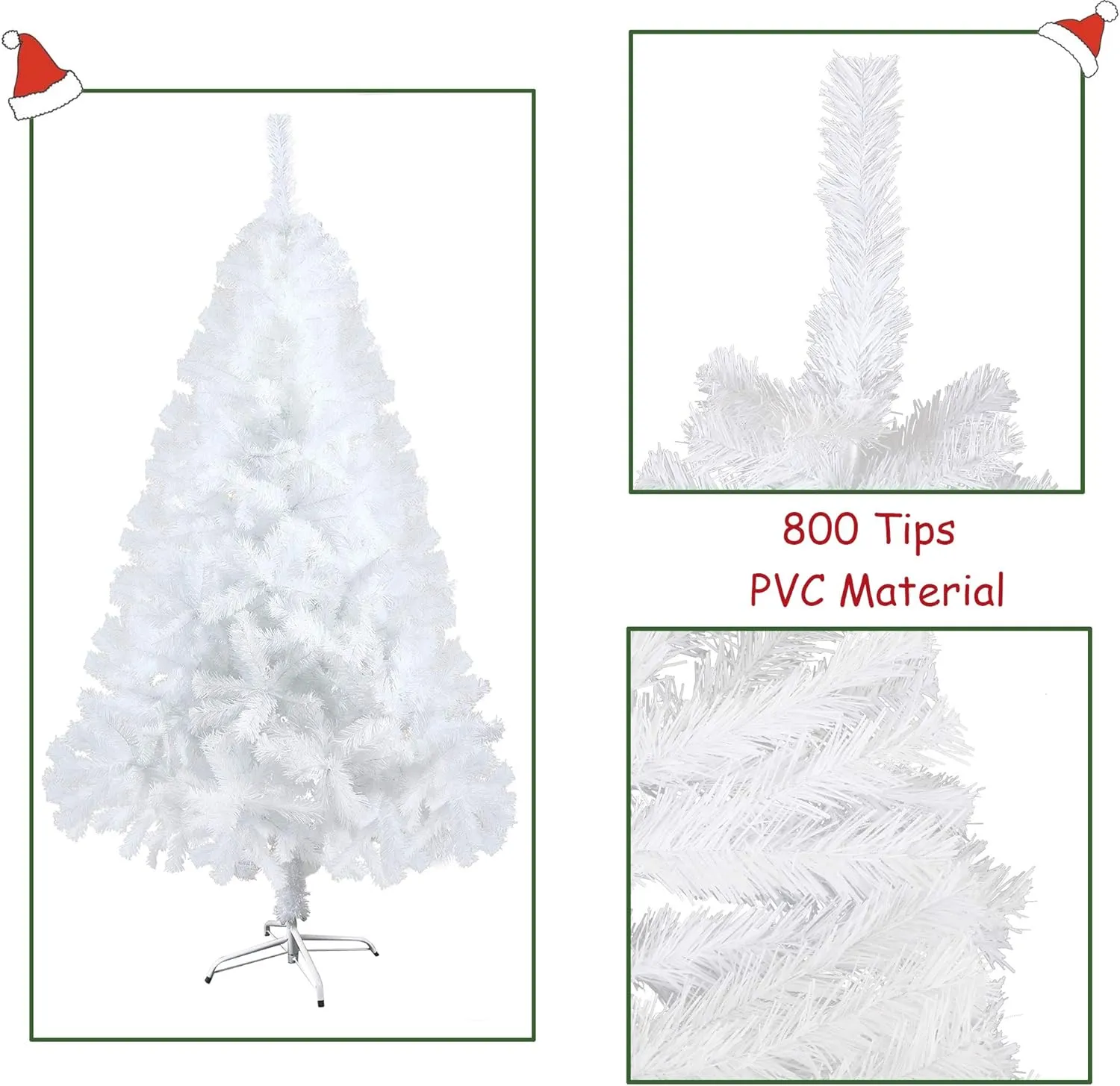 6' Premium Spruce Artificial Christmas Tree w/Metal Stand, White