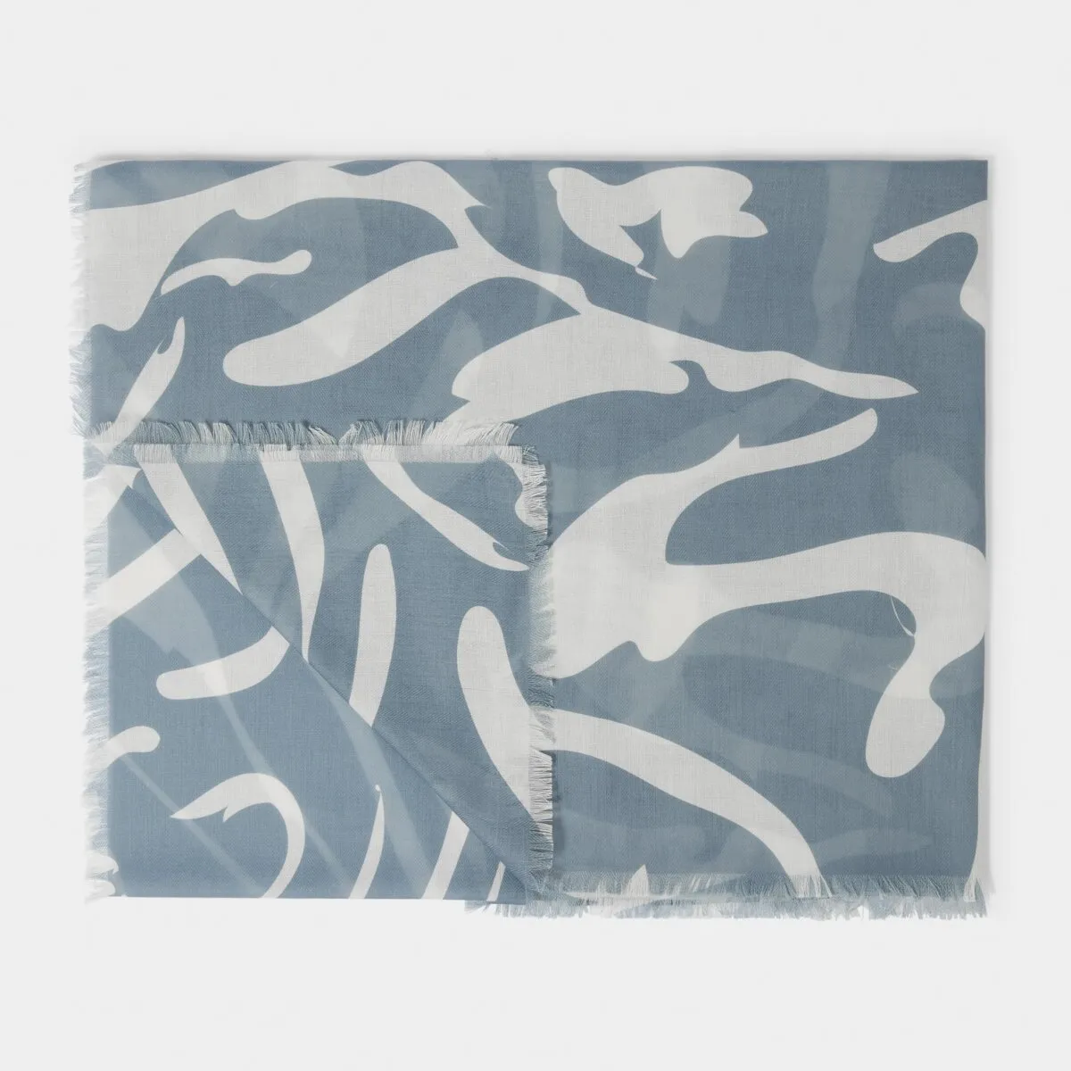 Abstract Zebra Print Scarf | Cornflower Blue & Off White