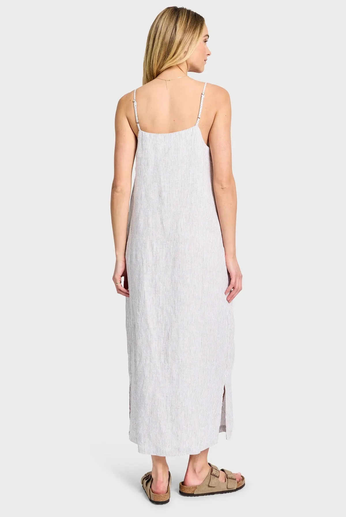 ACADEMY WOMENS - Essential Linen Slip Dress Seasponge Strip