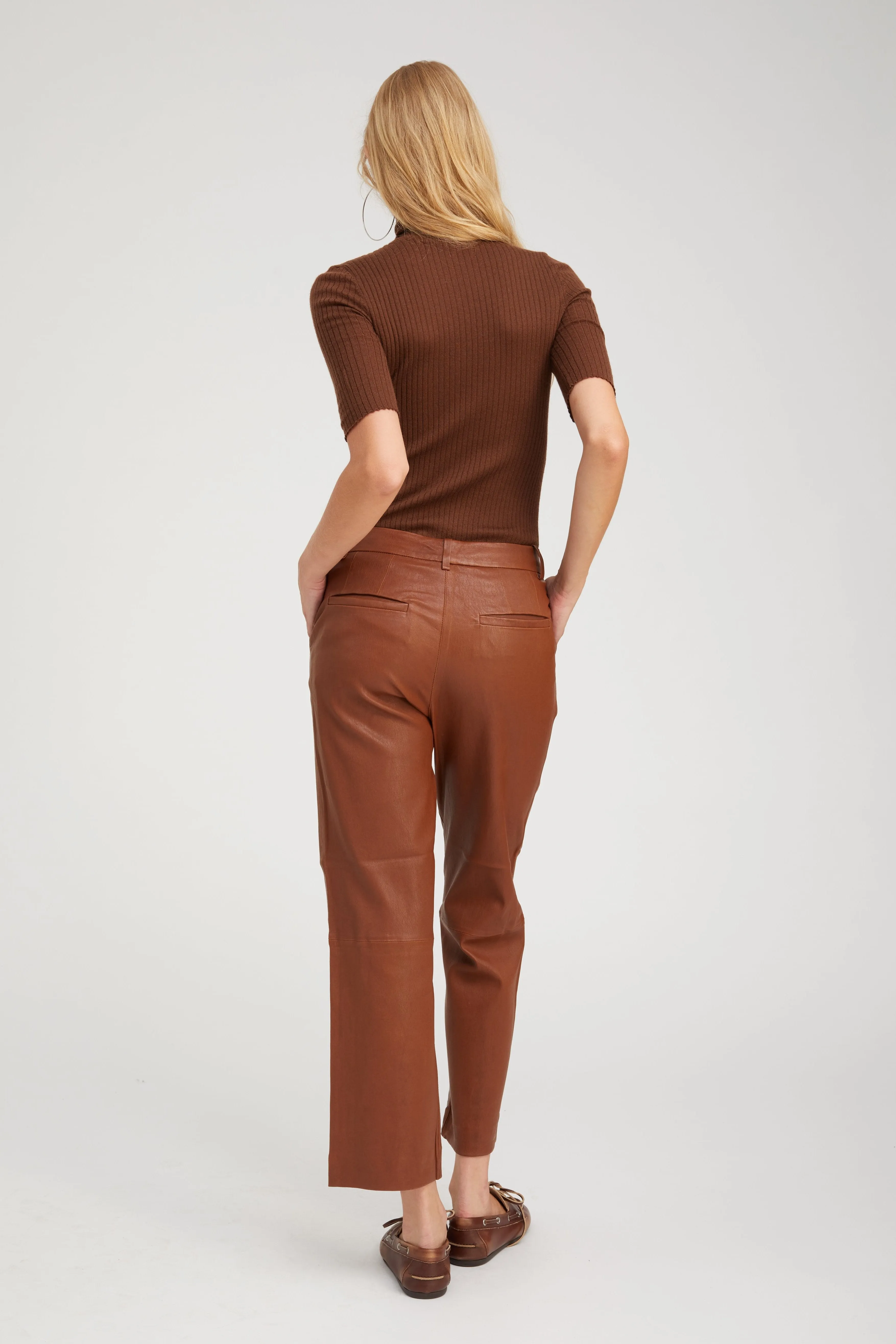 Acorn Leather Cropped Trousers