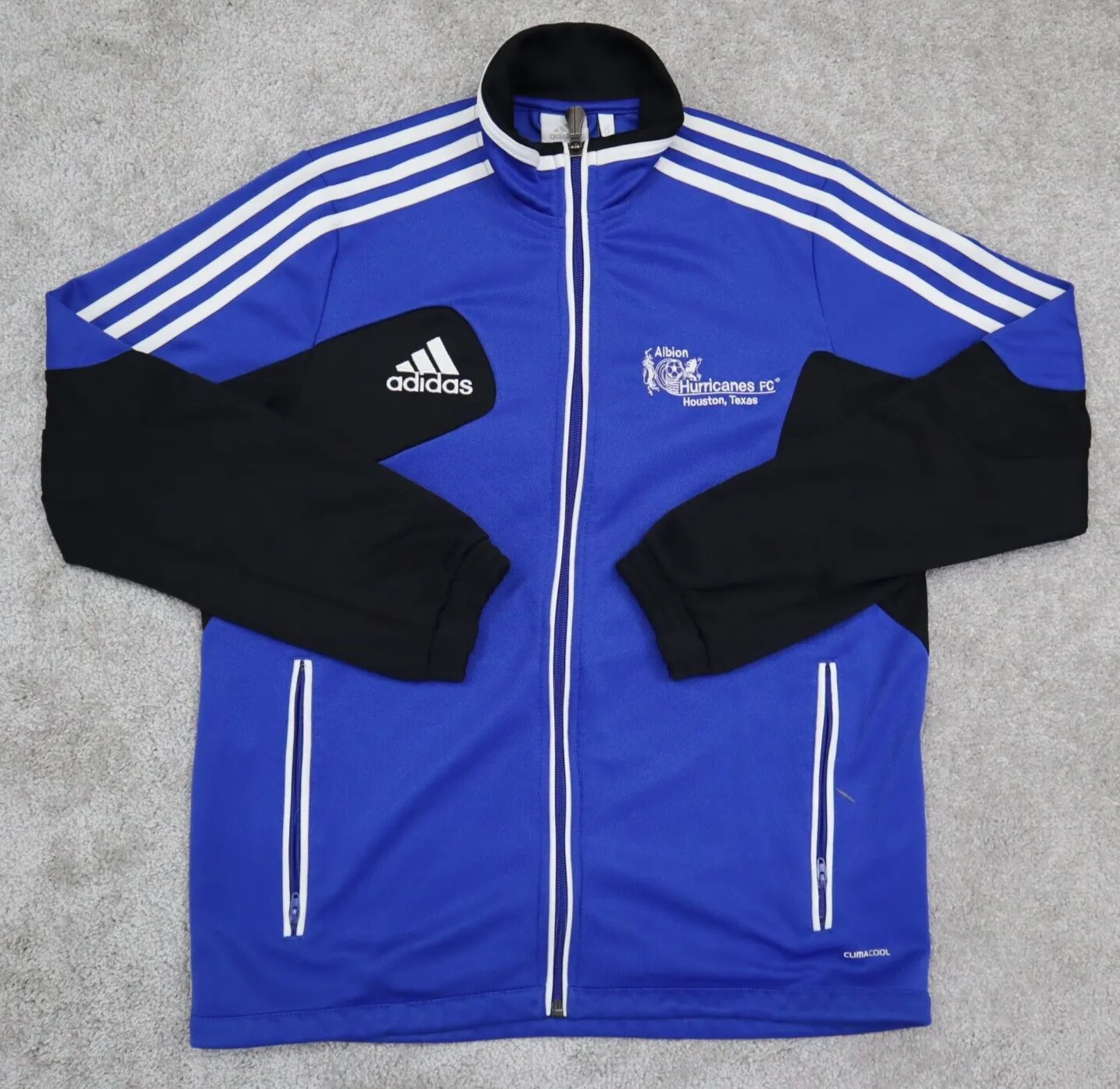 Adidas Football Jacket Men s Large Blue Albion Hurricanes Houston Texas Jacket