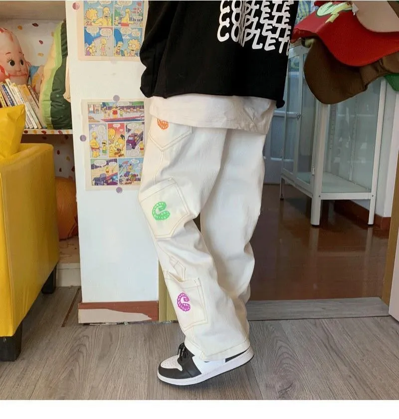 Aidase Retro Pocket Hip Hop Straight Cargo Pants Men and Women Oversize Jeans Trousers Harajuku Streetwear Denim Pants Vintage