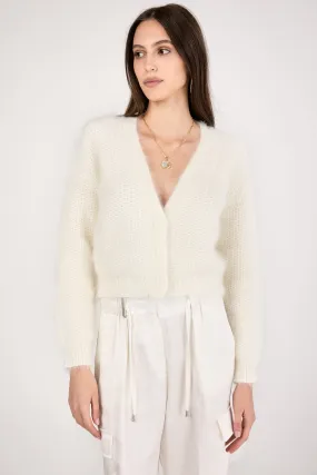 Angora Cardigan in Natural White