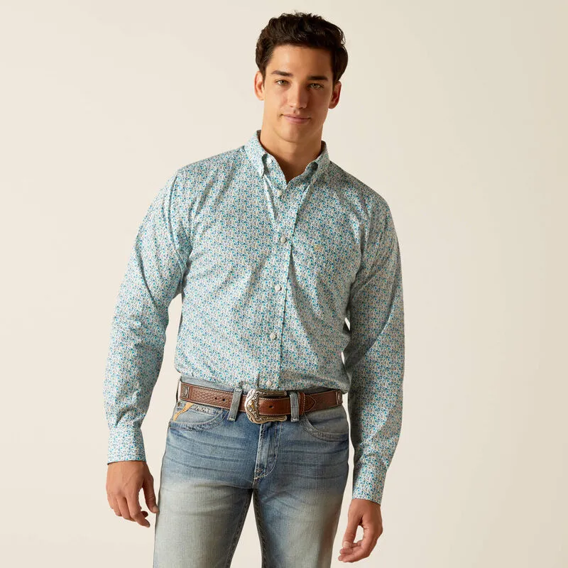 Ariat Men's Wrinkle Free Kellen Fitted Shirt- Blue