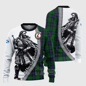 Armstrong Tartan Clan Crest Knitted Sweater with Highlander Warrior Celtic Style