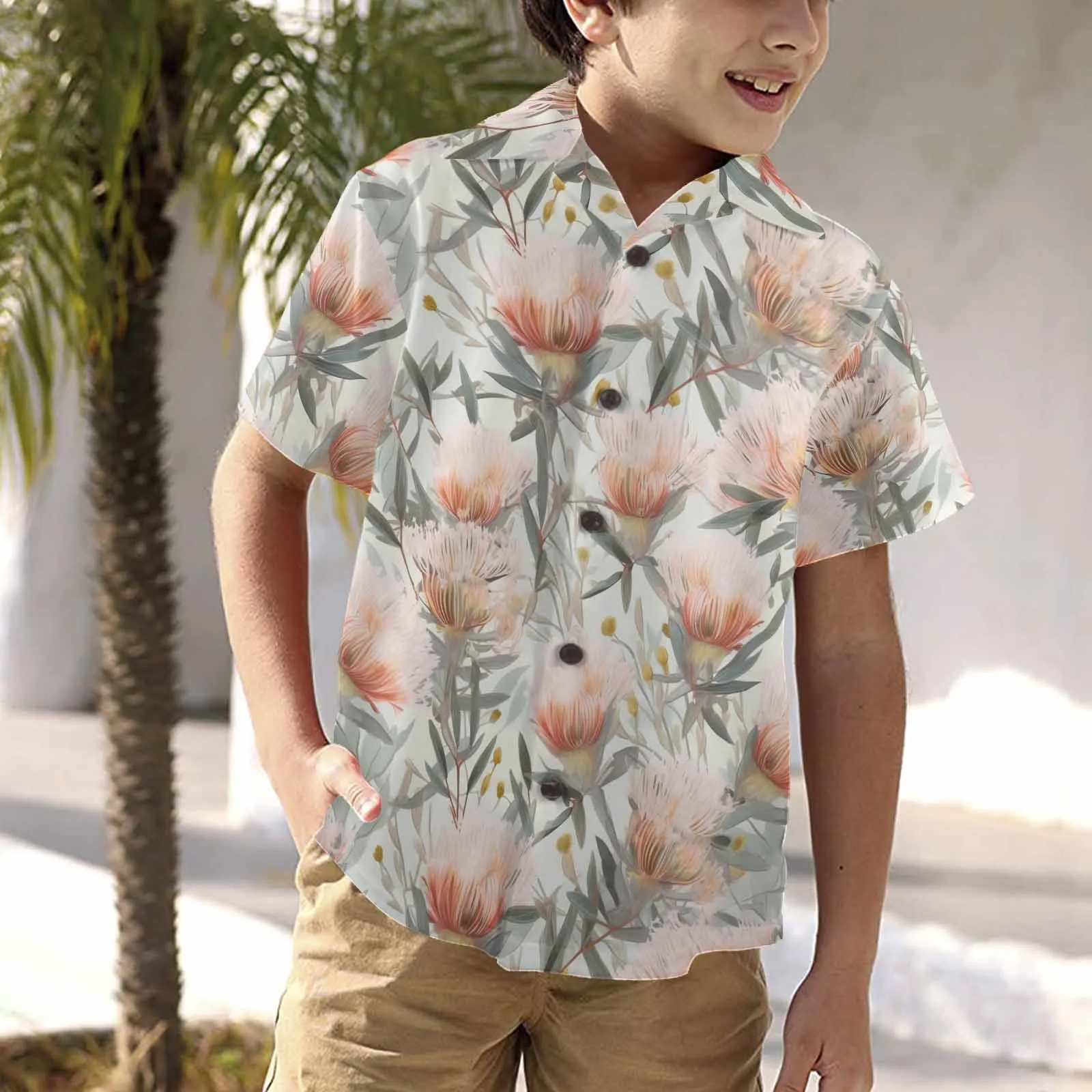 Australian Wattle  Little Boys Hawaiian Shirt