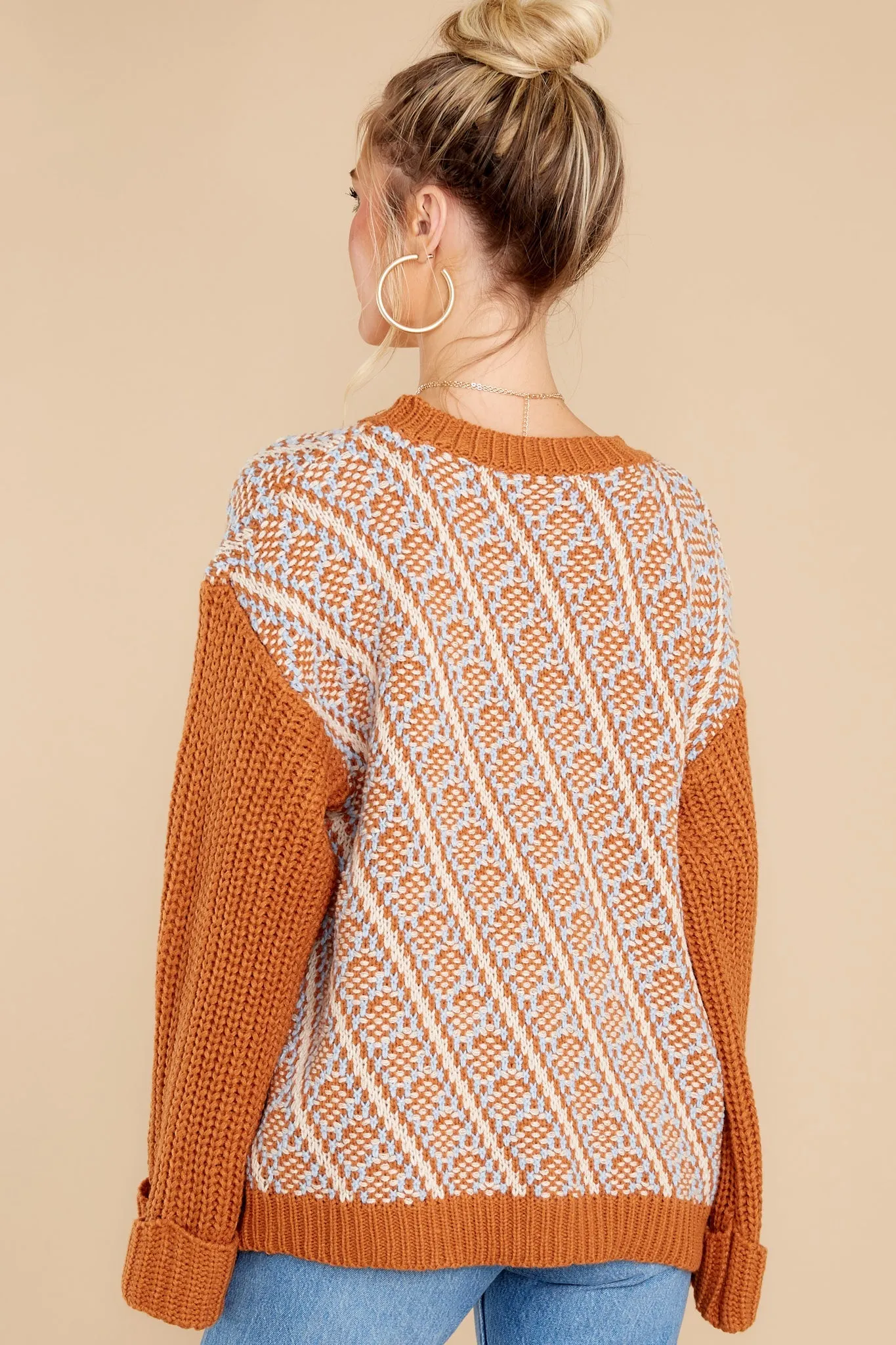 Autumn Awaits Camel Multi Sweater