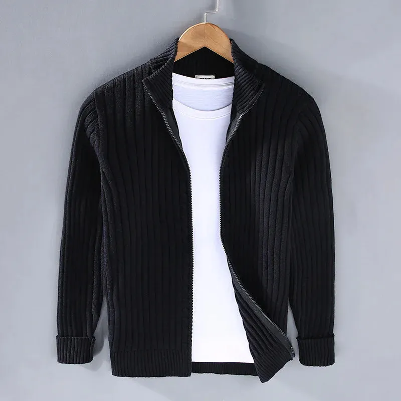 Autumn stand collar cotton cardigan