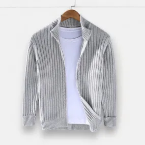 Autumn stand collar cotton cardigan