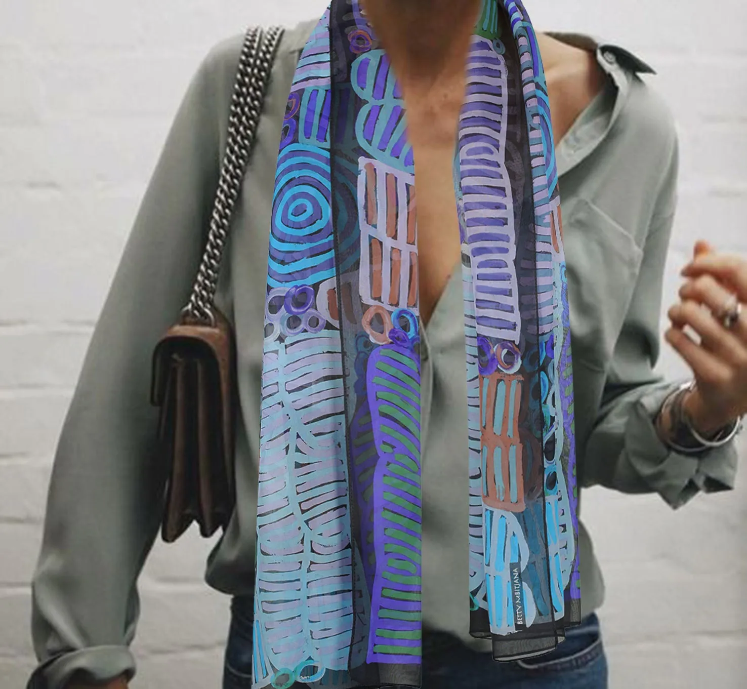 Awelye and Bush Melon Purple/Green Scarf