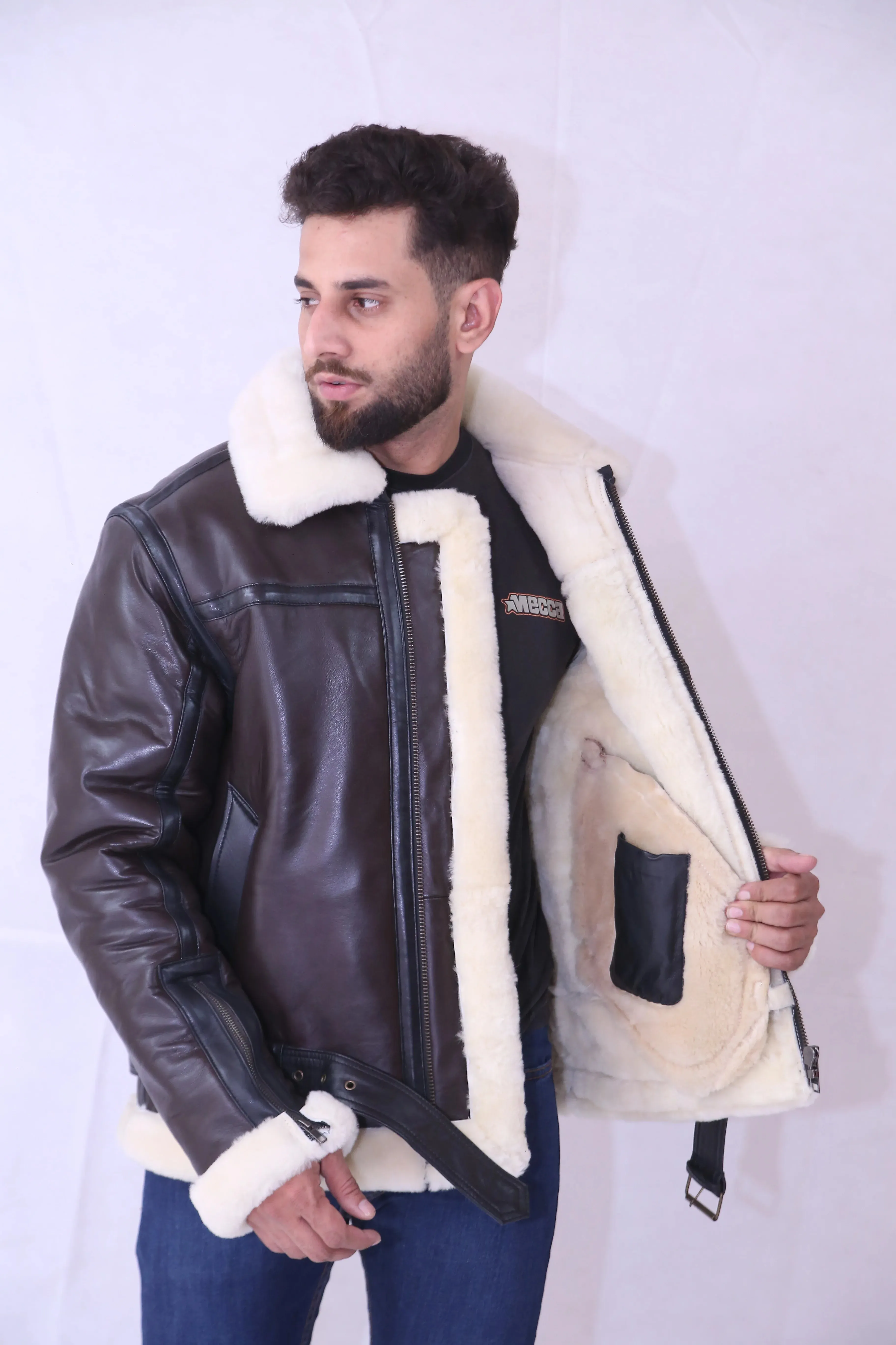 B3 Bomber RAF Aviatot Shearling Leather Jacket