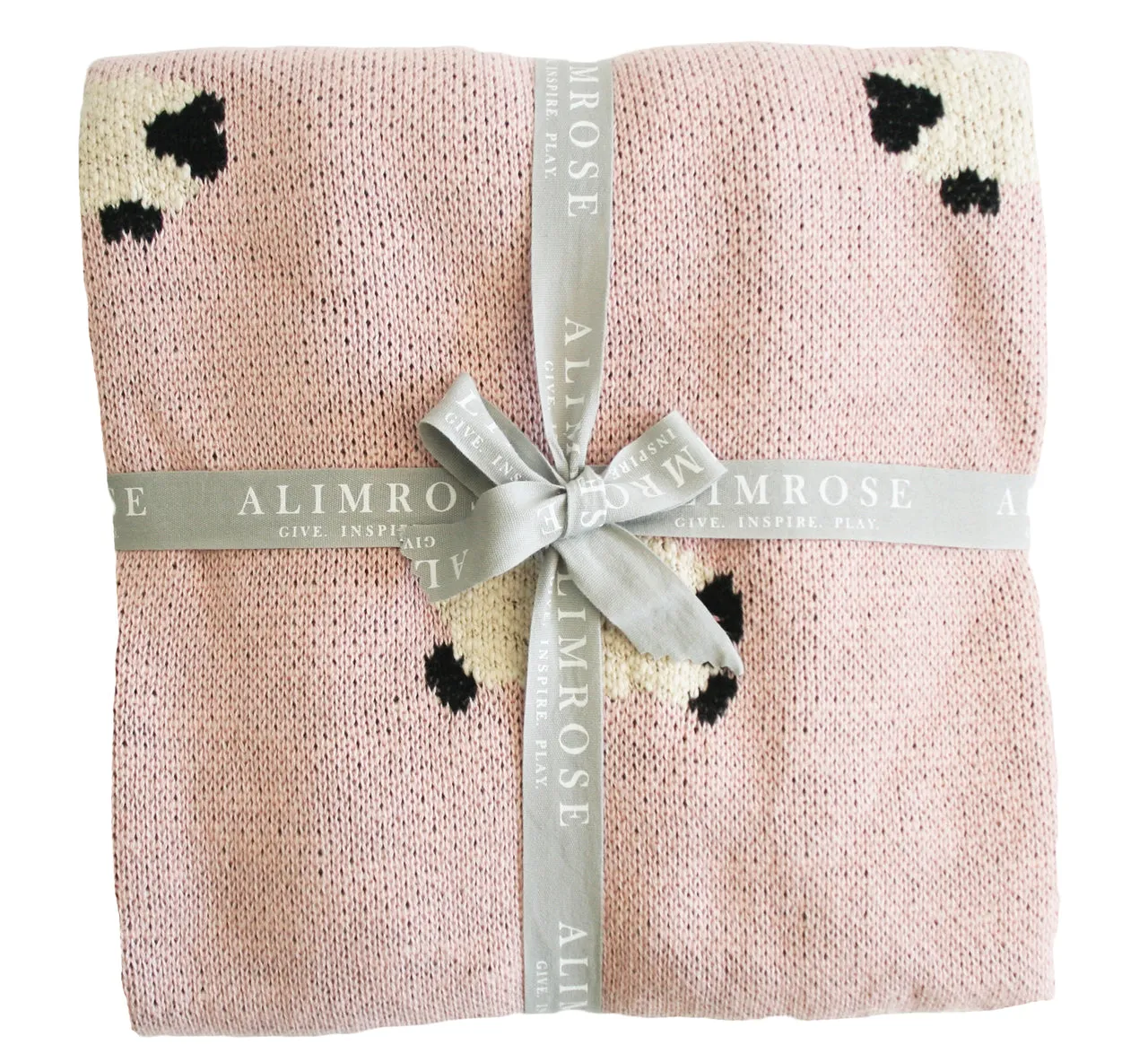 Baa Baa Pink Lamb Organic Cotton Baby Blanket & Bonus Emma Heart Rattle