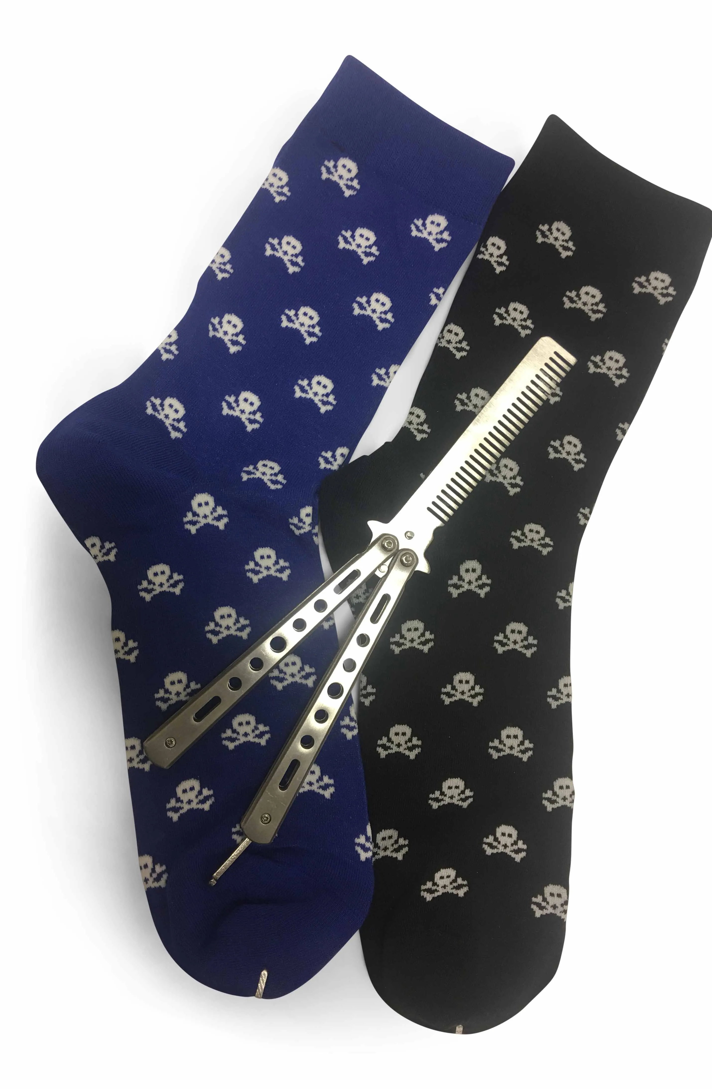 Bad Boy Collection-Hip Hop Style Sock-Men Socks Skulls with Switchblade Knife