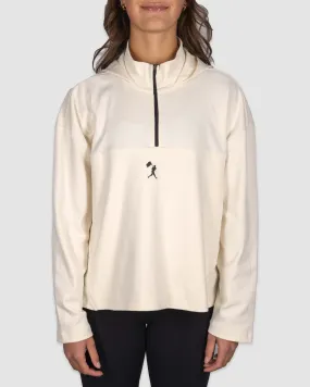 Ballpark Scuba Quarter Zip Women's Hoodie - Whisper White