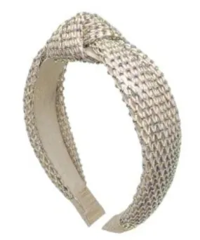 Bari Lynn Crystal Net Knot Headband - Ivory