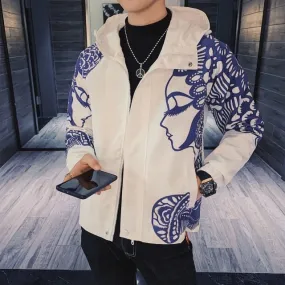 Beautiful Side Profile Print Decorated Jacket