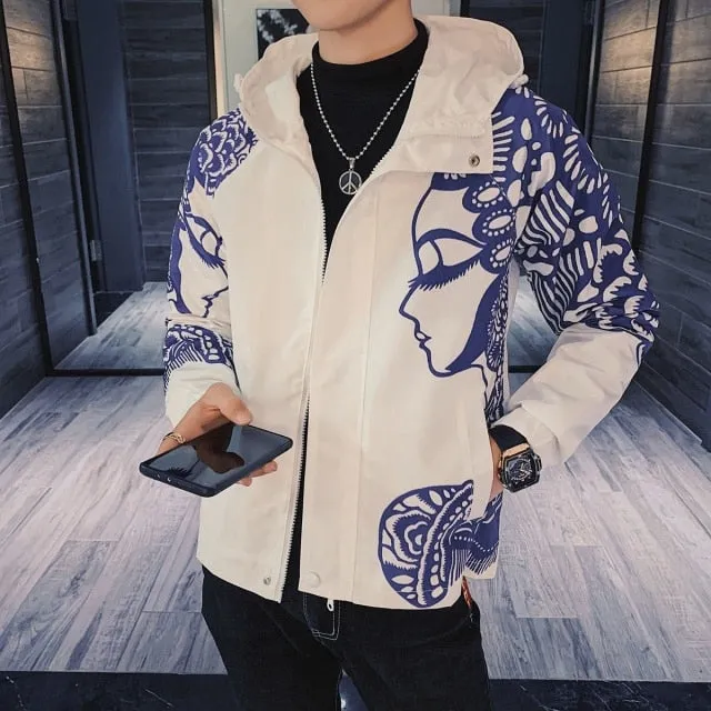 Beautiful Side Profile Print Decorated Jacket