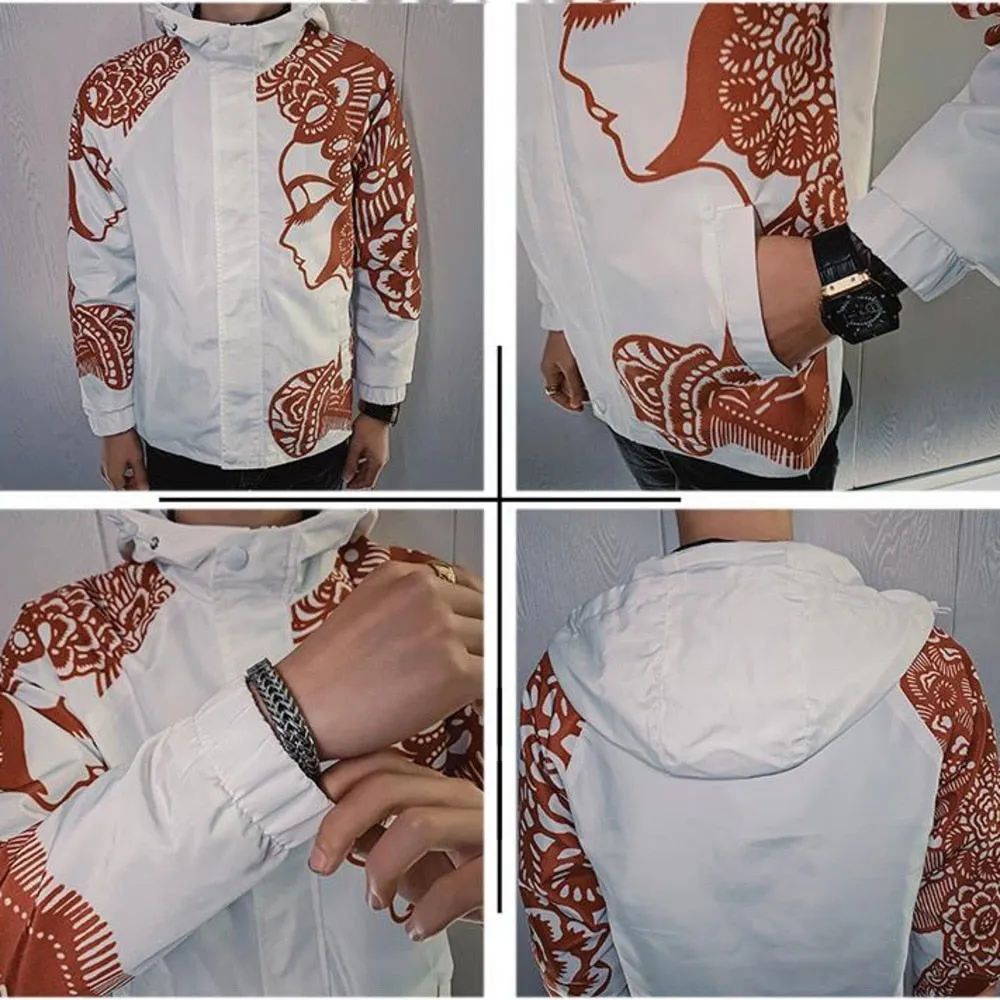 Beautiful Side Profile Print Decorated Jacket