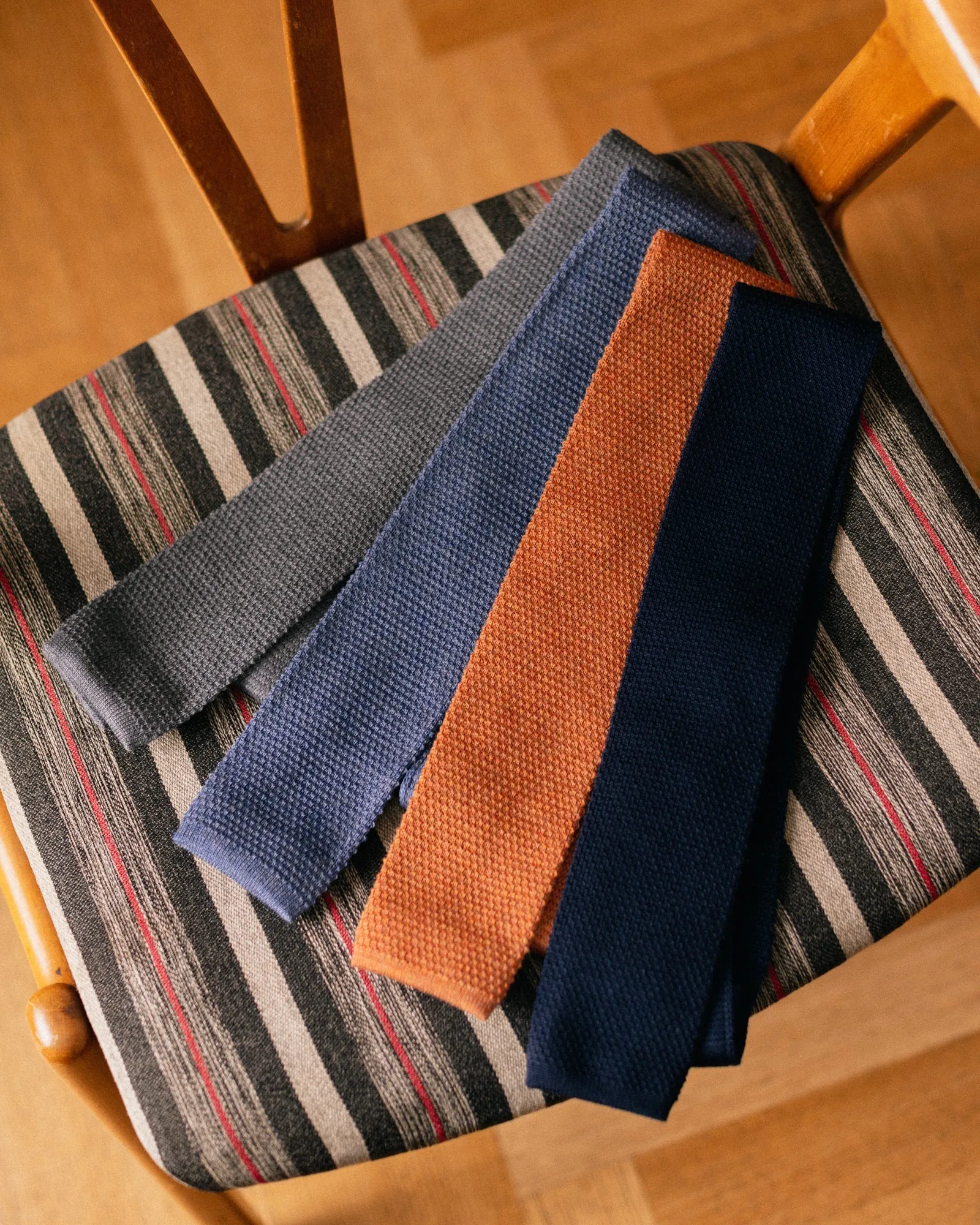 Bigi Wool Knit Tie: Burnt Orange