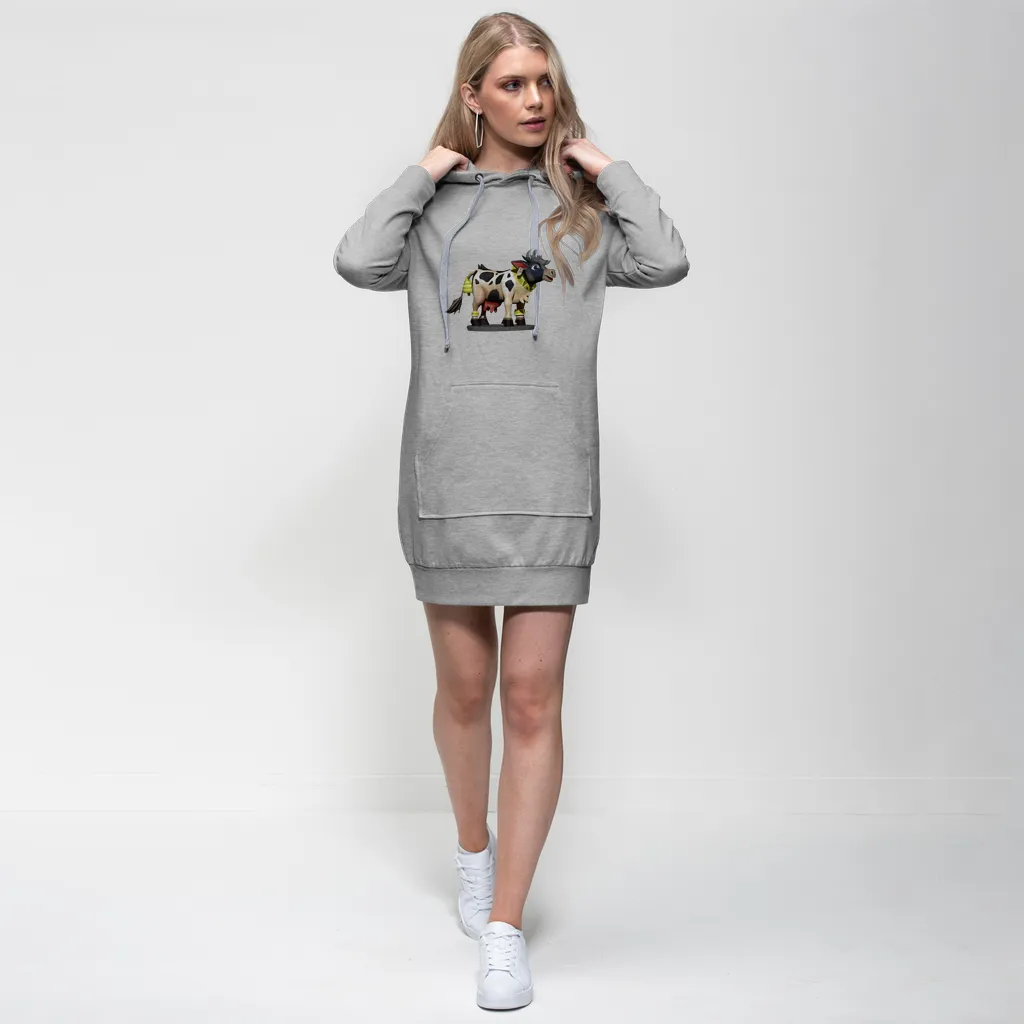 Black and White Cow Premium Adult Hoodie Dress