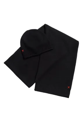 Black Wool-Cashmere Accessories Set