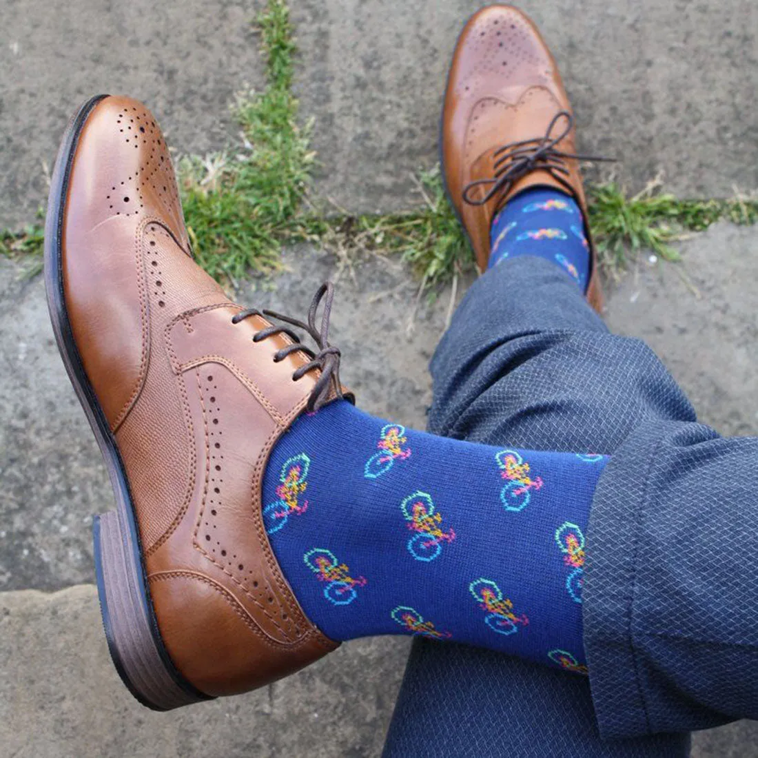 Blue Bicycle Bamboo Socks