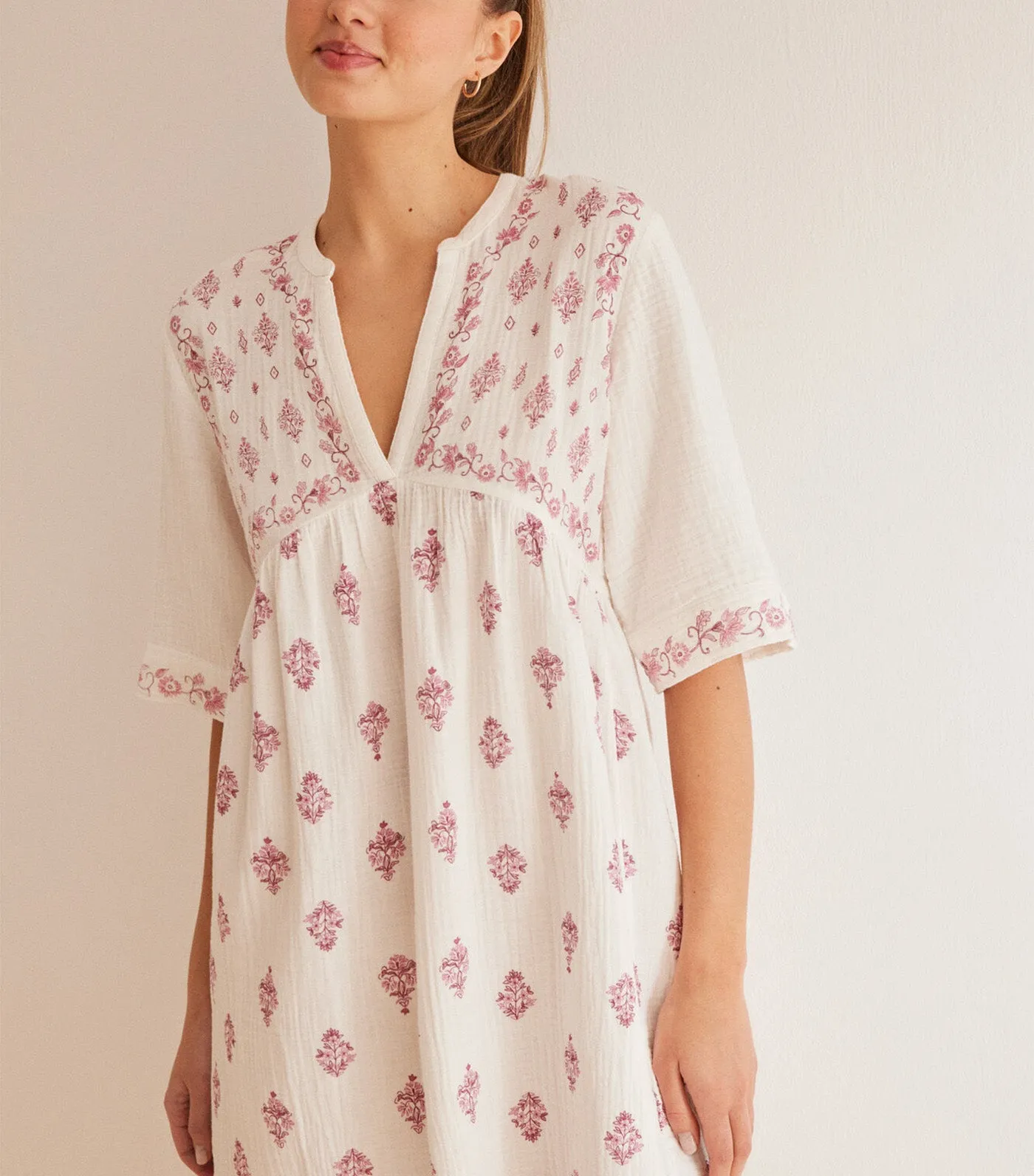 Boho Printed Camisole Dress White