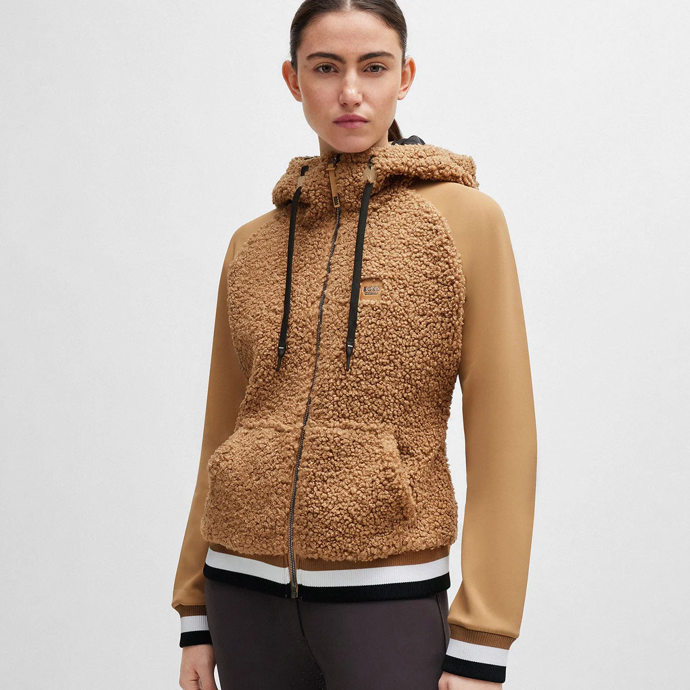 BOSS Equestrian Riva Teddy Zip Hoodie - Camel