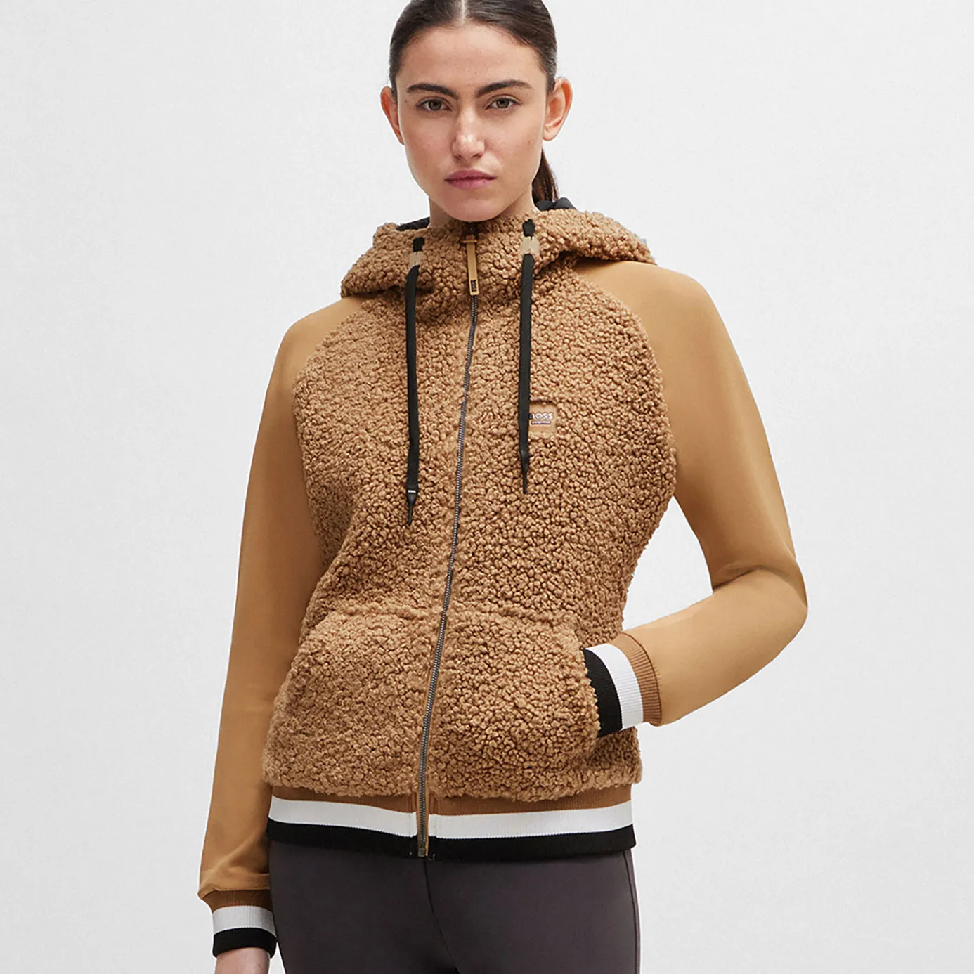 BOSS Equestrian Riva Teddy Zip Hoodie - Camel