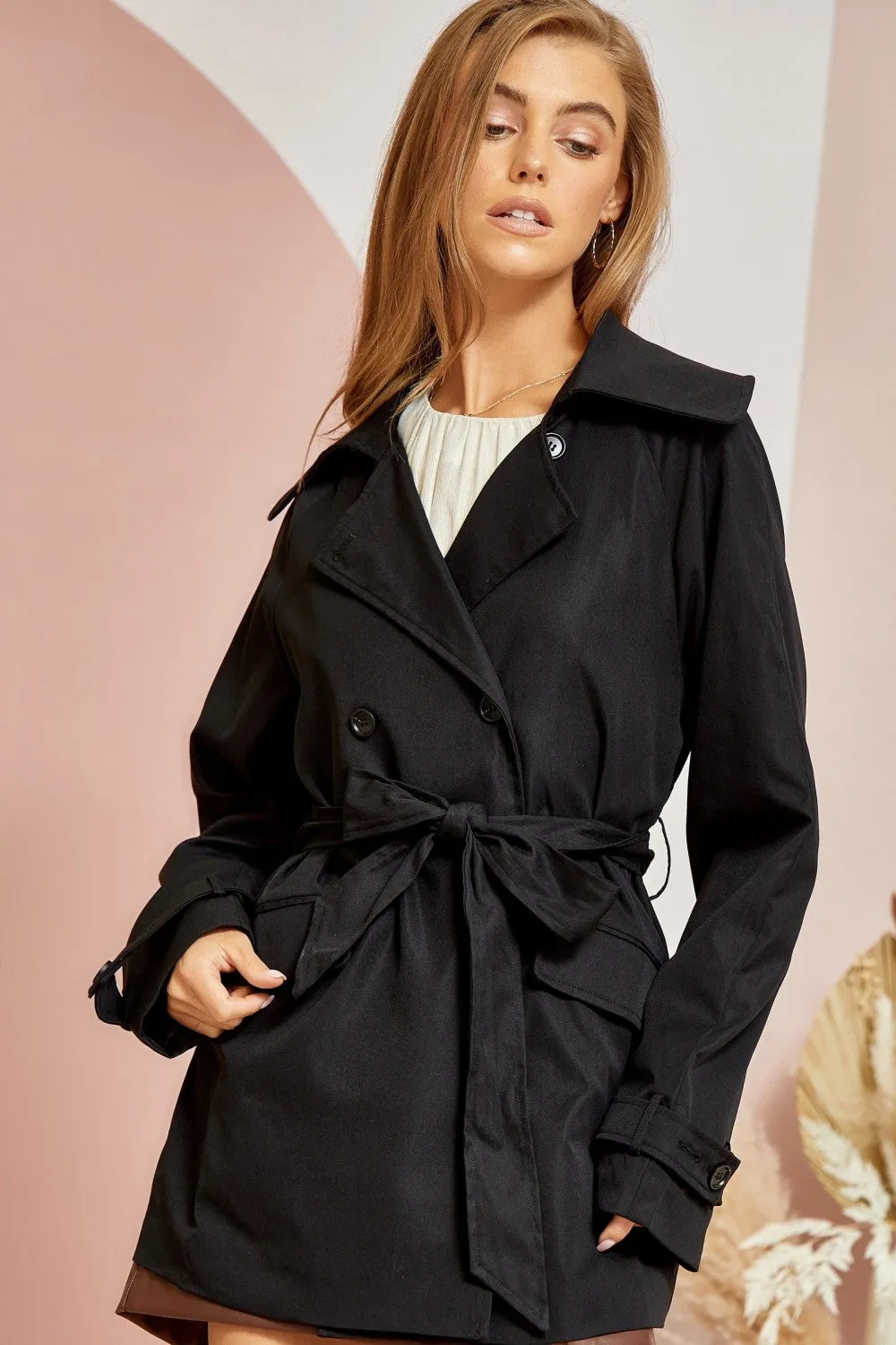 Bring on the Rain Black Trench Coat