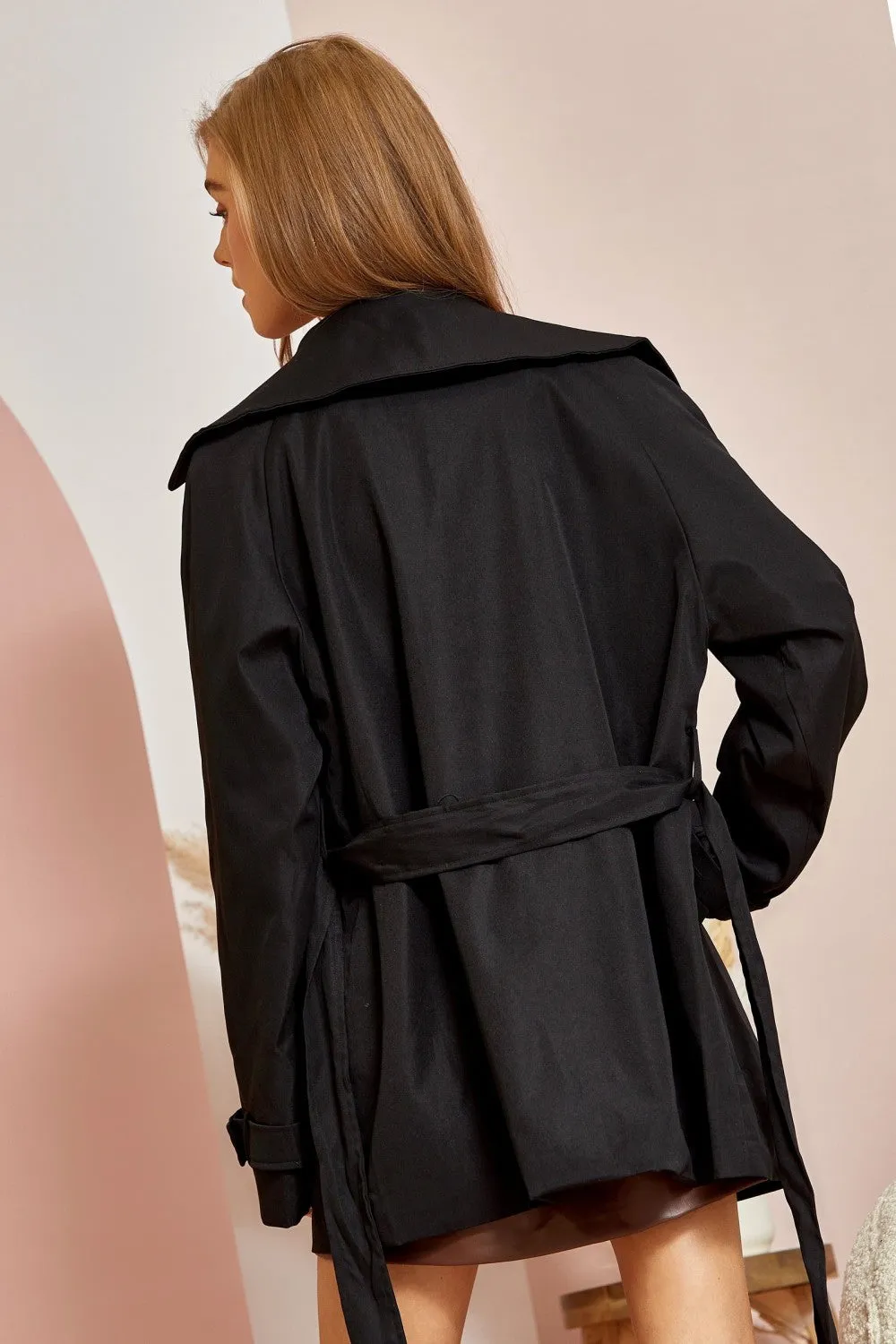 Bring on the Rain Black Trench Coat