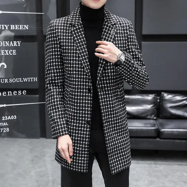 British Plaid Pattern Long Sleeve Coat