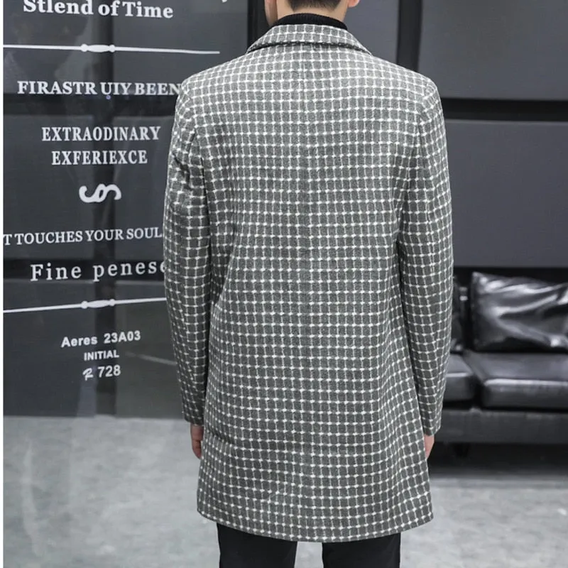 British Plaid Pattern Long Sleeve Coat