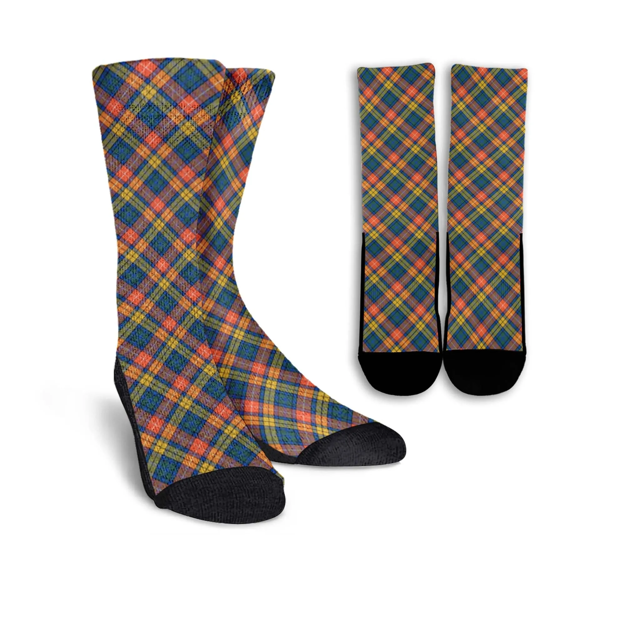 Buchanan Ancient Tartan Crew Socks Cross Tartan Style