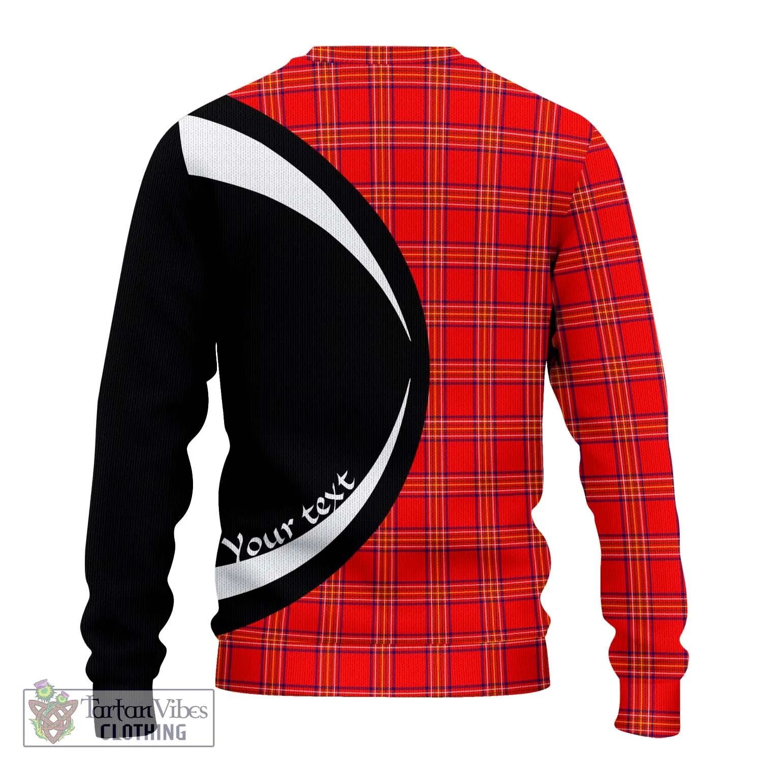 Burnett Modern Tartan Ugly Sweater with Family Crest Circle Style