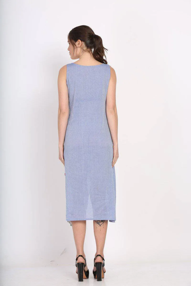 Calf-Length Drape Dress