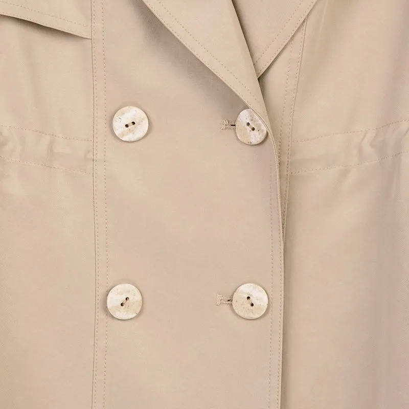 Camel Short Double Breasted Trench Coats