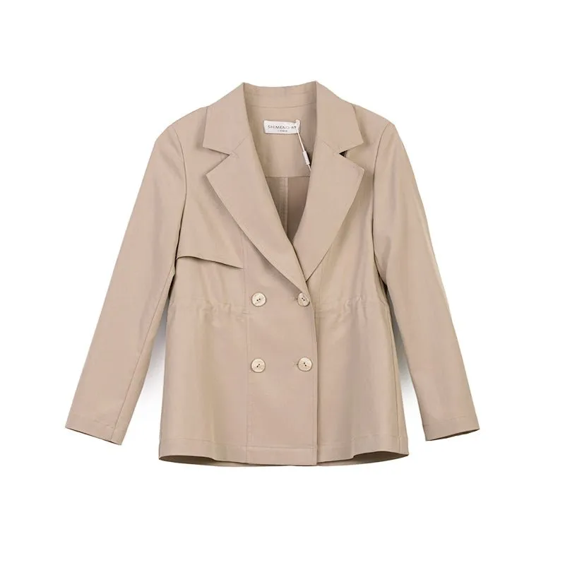 Camel Short Double Breasted Trench Coats