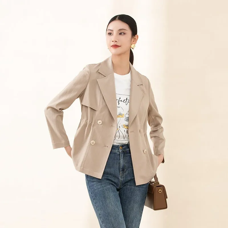 Camel Short Double Breasted Trench Coats